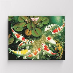 아트박스/아이러브페인팅 DIY캔버스형 보석십자수 40x50cm 연못속의 잉어