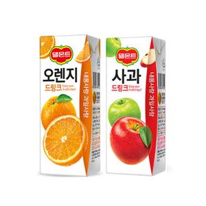 롯데 델몬트 오렌지 드링크 190ml 24팩+사과 드링크 24팩 총 48팩
