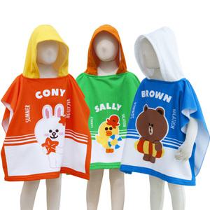 라인프렌즈 베케이션 비치 후드가운 초등비치가운 목욕 샤워타올 유아 주니어 수영 타월