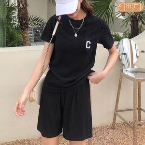 여성 아이스 냉장고 플리츠 반팔셋업/트레이닝세트
