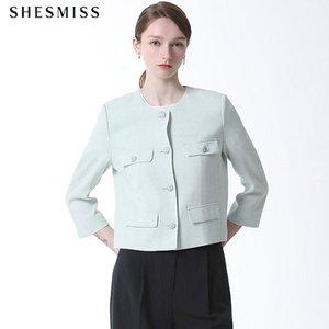 [쉬즈미스]SHESMISS)] 라운드넥 트위드 숏 자켓