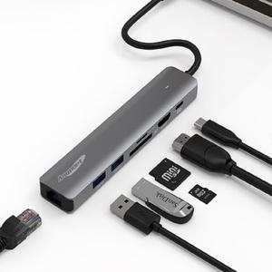 C포트 입력 올인원 기가 랜카드 HDMI 메모리 SD USB 멀티 미러링 허브 