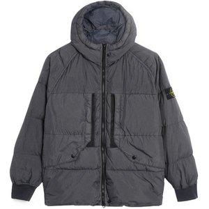 [스톤아일랜드] 23FW 791540723 V0062 와펜패치 가먼트 다이드 크링클랩스 후드 점퍼 카키그레이