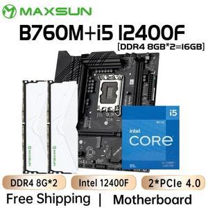 MAXSUN 인텔 i5 12400F LGA1700 RAM DDR4 16GB (8GBx2), 3200MHz 컴퓨터 구성 요소, B760M, M.2 SATA3, 신