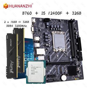HUANANZHI B760M 키트, I5 12400F DDR4 32GB 3200MHz 지지대 M.2 NVME CNVI 와이파이 B760M VH 게임용 마더
