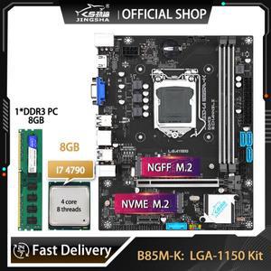 B85 마더보드 LGA 1150 세트, i7 4790 CPU, 8GB DDR3 RAM 콤보, 플라카 매 1150 데스크탑 조립 키트, LGA11