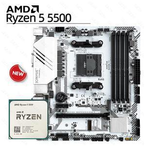 JGINYUE 게이밍 보드, AMD Ryzen 5 5500 DDR4 듀얼 채널 메모리, 최대 64GB RAM, 2 M.2 M-ATX B450M 마더보