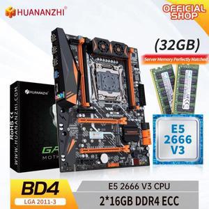 HUANANZHI BD4 LGA 2011-3 마더보드, 인텔 제온 E5 2666 v3, 2*16G DDR4 RECC 메모리 콤보 키트 세트, NVME