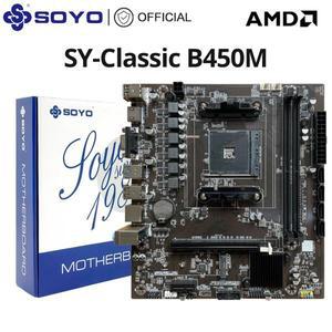 SOYO AMD 클래식 B450M 마더보드, 듀얼 채널 DDR4 메모리 AM4 마더보드, PCI-E 3.0 M.2 NVME, Ryzen 5600 5