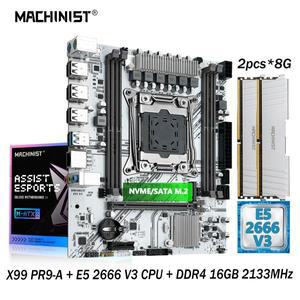MACHINIST X99 마더보드 콤보 키트, Xeon E5 2666 V3 CPU LGA 2011-3 프로세서, 16GB DDR4 RAM 메모리, NVM