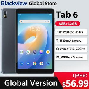 블랙뷰 탭 6 태블릿, 8 인치 HD 디스플레이, Unisoc T310, 3GB, 32GB, 3G, 3.5mm 잭, 5580mAh 배터리, 와이