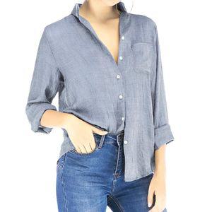 여름 여성 셔츠 롤업 카라 아사 린넨 남방 블라우스