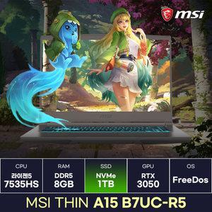 MSI Thin A15 B7UC-R5 라이젠5 RTX3050 초경량 가성비 게이밍노트북 (1TB) / KCJH