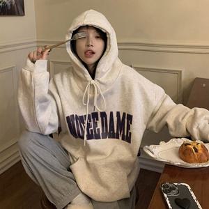 여성 오버핏 기모안감 겨울 앞포켓 후드티셔츠 레터링