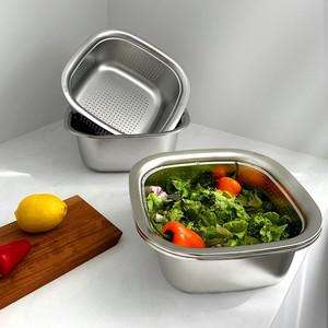스텐 스퀘어 믹싱볼 채반 세트 24cm 28cm
