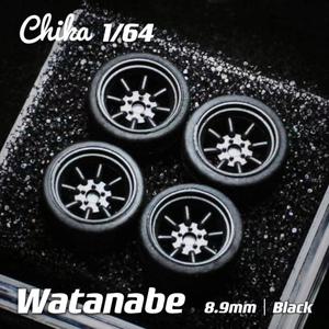 1/64 Nabes Chika Modify Wheel 164 모델 자동차용 고무 타이어 휠 와타나베 스탠스 8.9mm 9.7mm