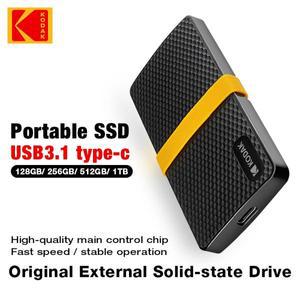 코닥 X200 휴대용 SSD 128GB USB 3.1 C 타입 외장 드라이브 하드 디스크, 솔리드 스테이트 PS4 노트북 맥북