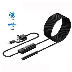 안드로이드 휴대폰 PC용 방수 LED 내시경 카메라, 마이크로 USB TYPE-C, HD720P 자동차 검사 보어스코프, 8