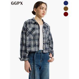 [GGPX]그런지 크롭 체크 셔츠  GP2SH074F _P387719870