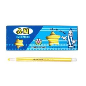 (노랑 슈퍼 채점펜 색연필 지구 12자루) 낱색