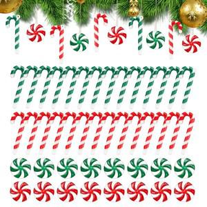 24PCS 미니 사탕 지팡이 미니어처 크리스마스 트리 장식 페퍼민트 소용돌이 펜던트 DIY 스크랩북 공예 선물