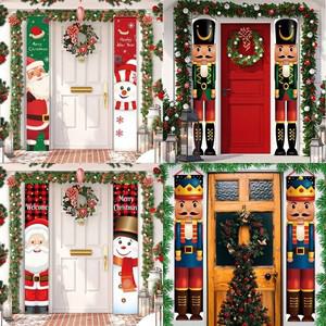 호두까기 인형 군인 배너 크리스마스 문 커튼 메리 장식 홈 2023 Xmas Navidad Natal New Year Gifts