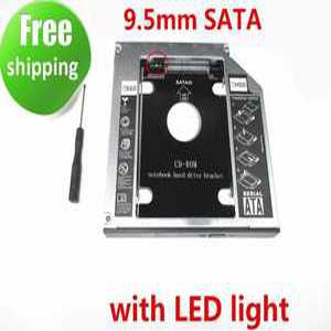 외장 새로운 업데이트 SSD D HD 하드 드라이버 캐디 SATA 9.5mm CD / DVD-ROM 광학 베이 LED 포함