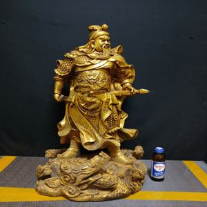 대형 금도금 황동 관우입상  길이 31cm높이65cm 단초마을 골동품/수집품/도자기