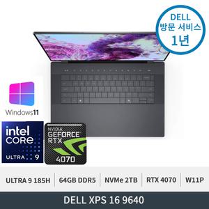 델 XPS 16 9640 WP05KR Ultra7 185H RTX 4070 64GB 4TB OLED WQUXGA 터치 W11P