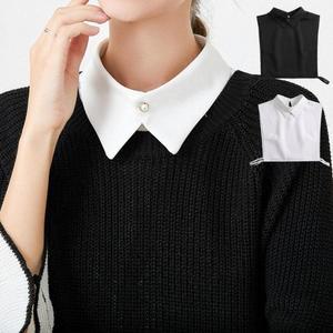 [1+1] 여성 진주단추 카라넥 코디 페이크 셔츠