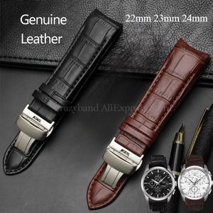 남성용 가죽 커브드 엔드 시계 밴드 Tissot T035439 벨트 나비 버클 스트랩 22mm 23mm 24mm