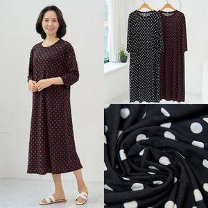 마미소 물방울 원피스 국내생산 7부 도트 시원 라운드 여름 엄마 할머니 빅사이즈 40 60 마담 중년 여성 옷