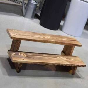 [기타]PAM 원목 우드 2단 계단 화분받침대 중 60x21cm 베란다화분정리대 거실