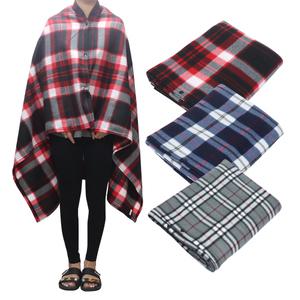 폴라폴리스 숄 망토 체크 무늬 단추 똑딱이 무릎 담요