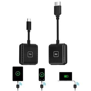 LIULANZ HDMI 무선 송신기 및 수신기 키트, USB C 스마트폰 태블릿 노트북, 플러그 앤 플레이 휴대용 2.4G /5G 익스텐더를 지원하여 비디오를 스트리밍합니다 /오디오에서 HDTV로 전송합니다 /프로젝터로 전송합니