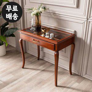 밀렌 엔틱 원목 서랍형 쥬얼리 콘솔 유리 수납장