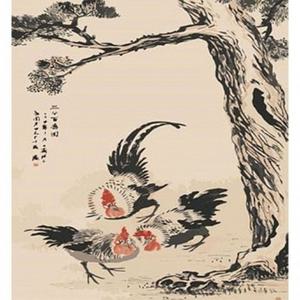 MS7252 DIY명화그리기 닭 피포페인팅 그림그리기 소나무아래
