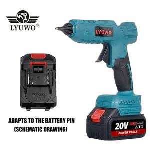 무선 글루건 핫멜트 LYUWO 휴대용 리튬 배터리 충전 스틱 유지 보수 도구 21V 100W 280 C 10 개 11mm