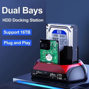 10 IN 1 IDE SATA USB3.0 듀얼 베이 외장형 하드디스크 드라이브 2.5인치 3.5인치 HDD 도킹 스테이션 원터