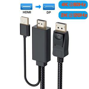 HDMI DisplayPort 변환기 케이블 4K 60Hz HDMI 입력 DisplayPort 케이블 PC 노트북 DP 입력 모니터링