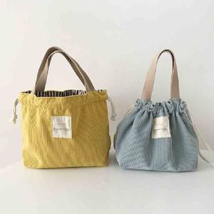 보냉백 점심 가방 코듀로이 캔버스 도시락 상자 Drawstring 피크닉 토트 에코 코튼 천 작은 핸드백 저녁 식