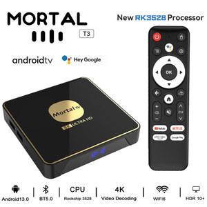 크롬캐스트 Mortal T3 Smart TV Box Android 13 Rockchip 3528 Google Assistant Wi Fi 전송 4GB32GB Bluetooth Mu