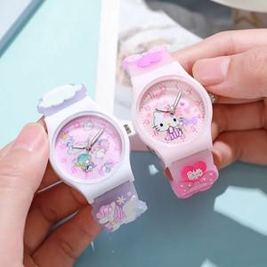 Sanrio 헬로 키티 어린이 손목 시계 Kuromi Cinnamoroll My Melody Kawaii 방수 실리카 젤 크로노 그래프