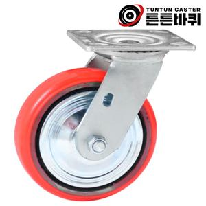 중량 6인치 회전형 우레탄 바퀴 하중260kg 바퀴폭44mm 캐스터