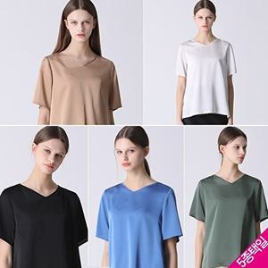[르오트][홈쇼핑방송/르오트(LeOT)] 썸머 글로시새틴 V넥 티블라우스