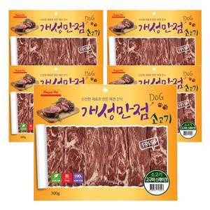 [기타]개성만점 강아지육포 반려견간식 300g 5개세트 소고기/치킨/오리/연어/황태