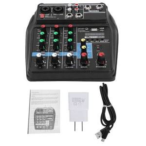 웹캐스트 홈 뮤직 프로덕션 DJ(미국 플러그)를 위한 사운드 보드 콘솔, 스테이지 믹서, 다목적 4채널 100~240V 무대 장비 휴대용 노래 커버