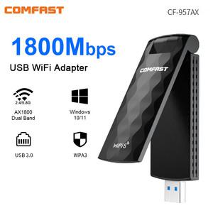 듀얼 밴드 무선 와이파이 원격 제어 동글 WPA3 안테나 네트워크 카드 Cle USB 3.0 6 어댑터 AX1800 2.4G 5G
