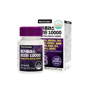 메가플러스 60정 10000 600mg 뉴트리가든 비오틴 x 엽 셀레늄 아연 비오틴 엽산