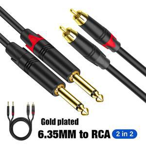 호환 금도금 RCA-6.35mm  케이블 듀얼 1/4 인치 TS-듀얼 RCA 스테레오 상호 연결 케이블(스피커 믹서 증폭
